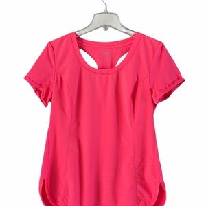 Calvin Klein Performance Vibrant Pink Short Sleeve Tee Racer Back Type Opening